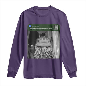 There is Motion at Your Front Door Funny Shark Motion Meme Long Sleeve Shirt TS11 Purple Print Your Wear