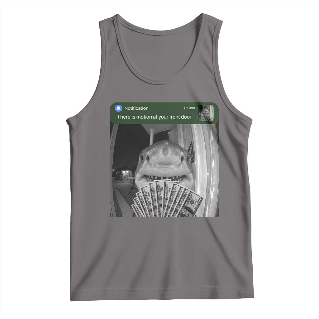 There is Motion at Your Front Door Funny Shark Motion Meme Tank Top TS11 Deep Heather Print Your Wear