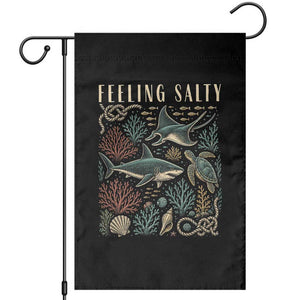 Feeling Salty Shark Lover Vintage Ocean Life Garden Flag TS11 Black Print Your Wear