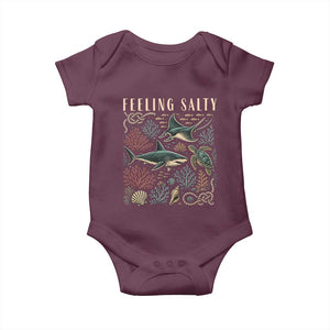 Feeling Salty Shark Lover Vintage Ocean Life Baby Onesie TS11 Maroon Print Your Wear