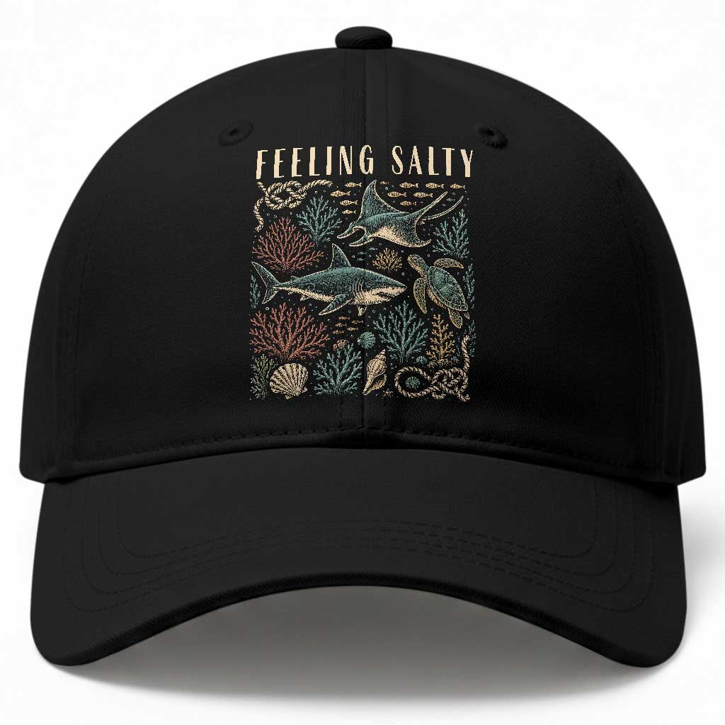 Feeling Salty Shark Lover Vintage Ocean Life Baseball Cap TS11 Print Your Wear