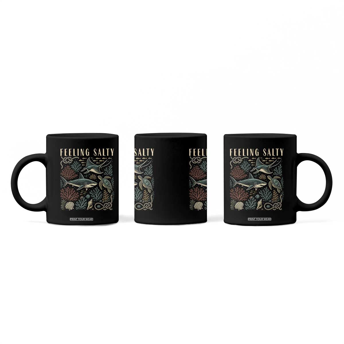 Feeling Salty Shark Lover Vintage Ocean Life Coffee Mug TS11 Print Your Wear