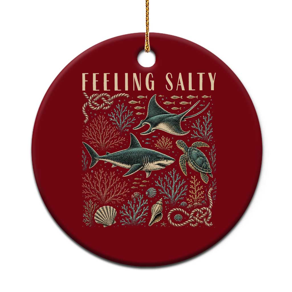 Feeling Salty Shark Lover Vintage Ocean Life Ceramic Ornament TS11 1pc Red Print Your Wear