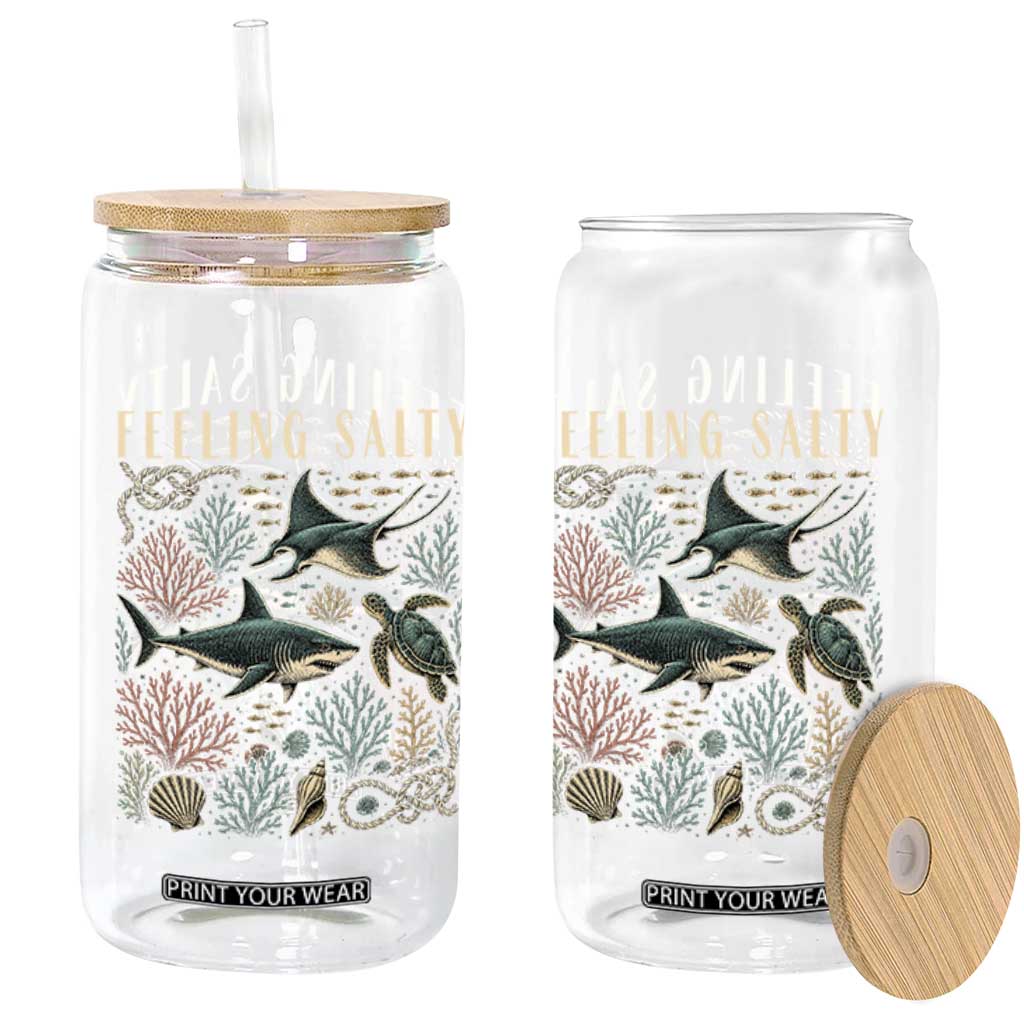 Feeling Salty Shark Lover Vintage Ocean Life Glass Can TS11 Print Your Wear