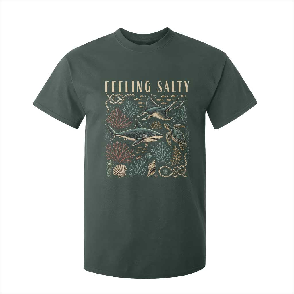 Feeling Salty Shark Lover Vintage Ocean Life T Shirt For Kid TS11 Dark Forest Green Print Your Wear