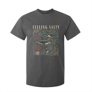 Feeling Salty Shark Lover Vintage Ocean Life T Shirt For Kid TS11 Dark Heather Print Your Wear