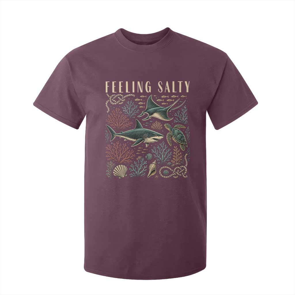 Feeling Salty Shark Lover Vintage Ocean Life T Shirt For Kid TS11 Maroon Print Your Wear
