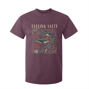 Feeling Salty Shark Lover Vintage Ocean Life T Shirt For Kid TS11 Maroon Print Your Wear