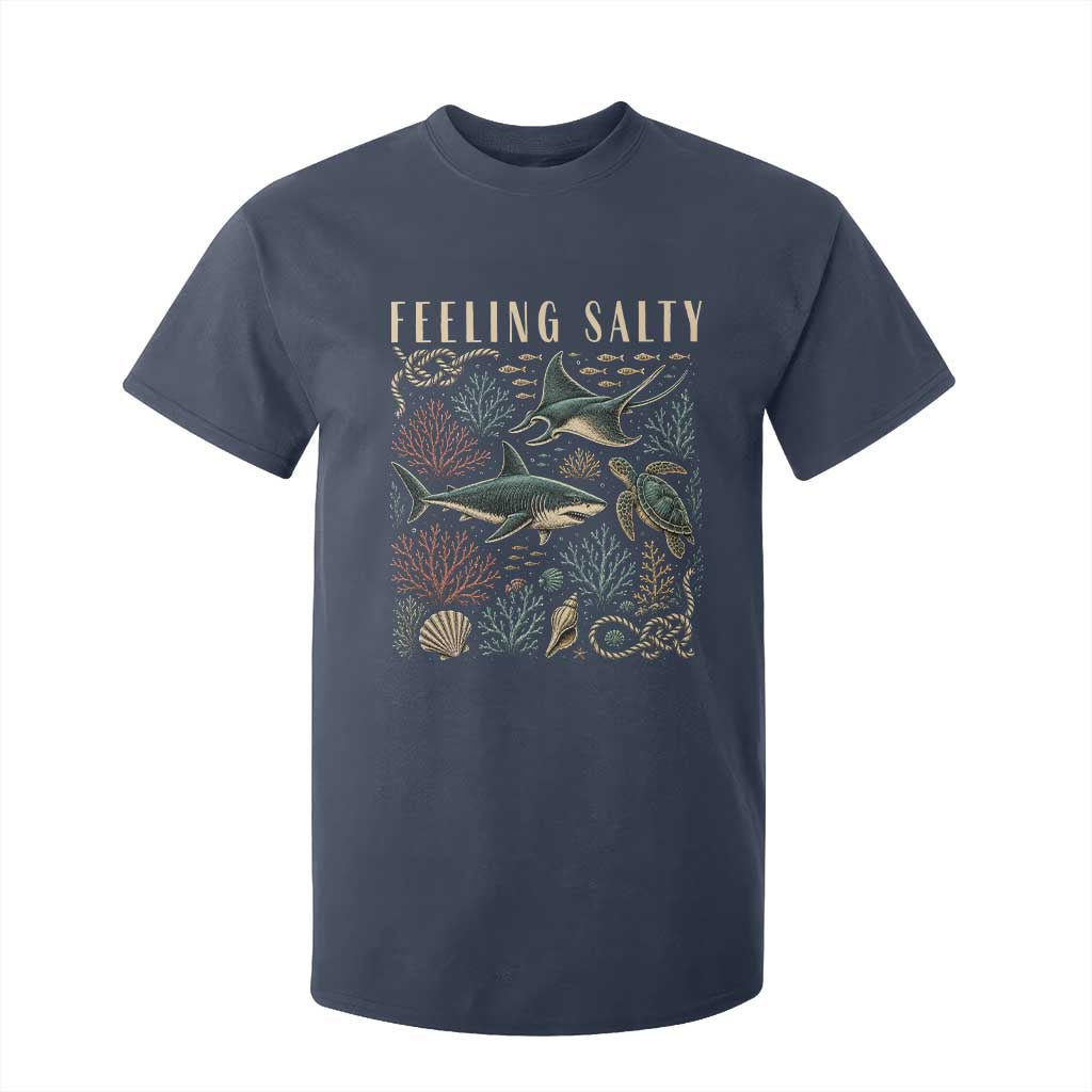 Feeling Salty Shark Lover Vintage Ocean Life T Shirt For Kid TS11 Navy Print Your Wear