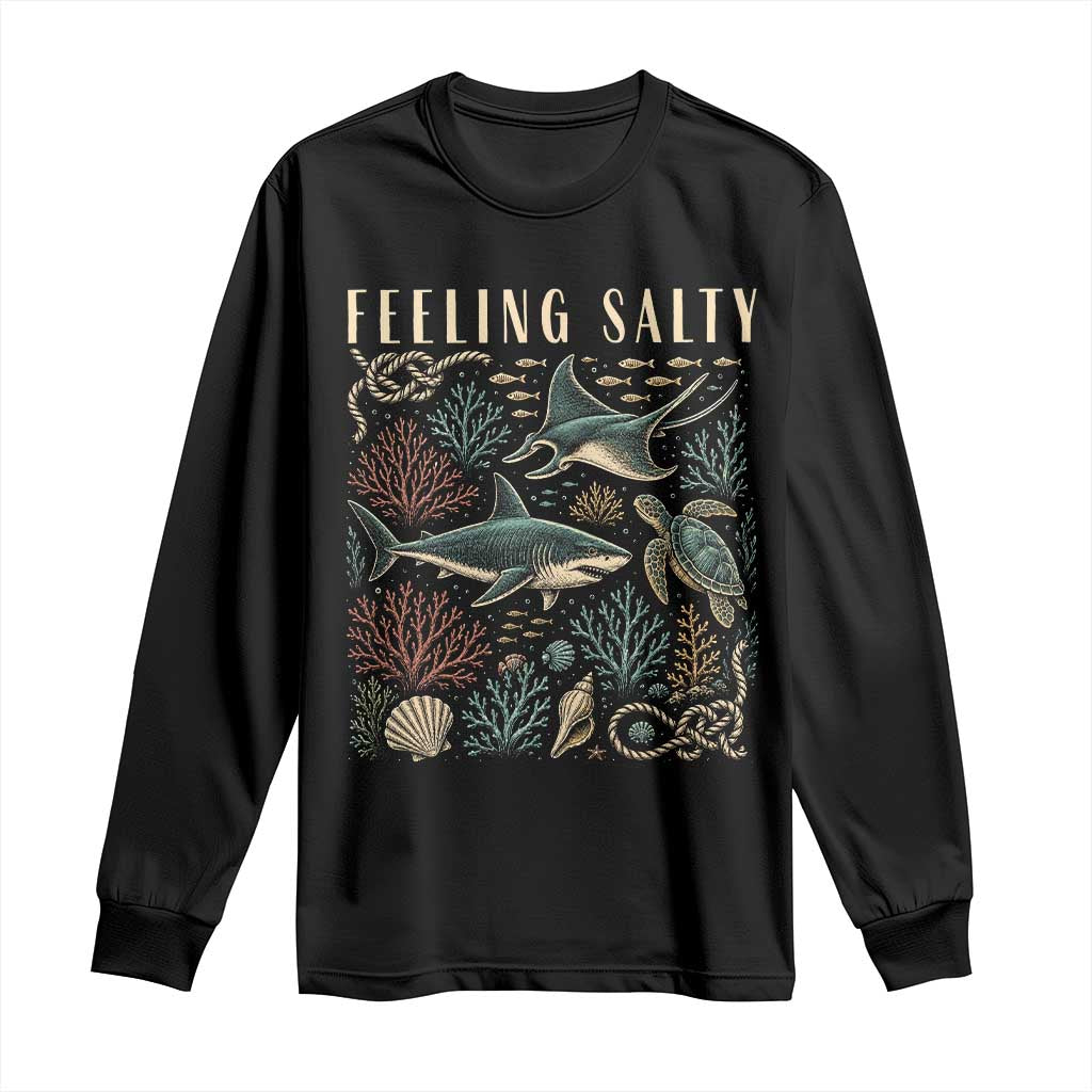 Feeling Salty Shark Lover Vintage Ocean Life Long Sleeve Shirt TS11 Black Print Your Wear