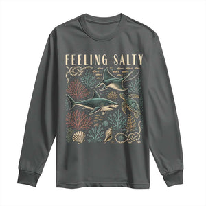 Feeling Salty Shark Lover Vintage Ocean Life Long Sleeve Shirt TS11 Dark Heather Print Your Wear