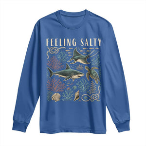 Feeling Salty Shark Lover Vintage Ocean Life Long Sleeve Shirt TS11 Royal Blue Print Your Wear
