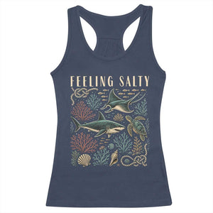 Feeling Salty Shark Lover Vintage Ocean Life Racerback Tank Top TS11 Navy Print Your Wear