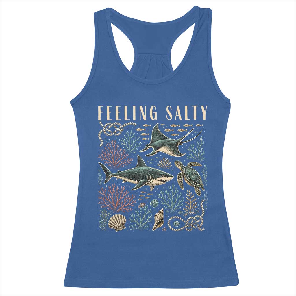 Feeling Salty Shark Lover Vintage Ocean Life Racerback Tank Top TS11 Royal Blue Print Your Wear