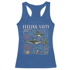 Feeling Salty Shark Lover Vintage Ocean Life Racerback Tank Top TS11 Royal Blue Print Your Wear