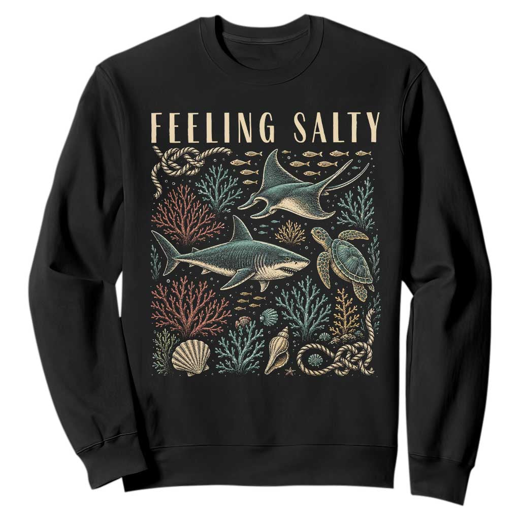 Feeling Salty Shark Lover Vintage Ocean Life Sweatshirt TS11 Black Print Your Wear