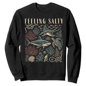 Feeling Salty Shark Lover Vintage Ocean Life Sweatshirt TS11 Black Print Your Wear
