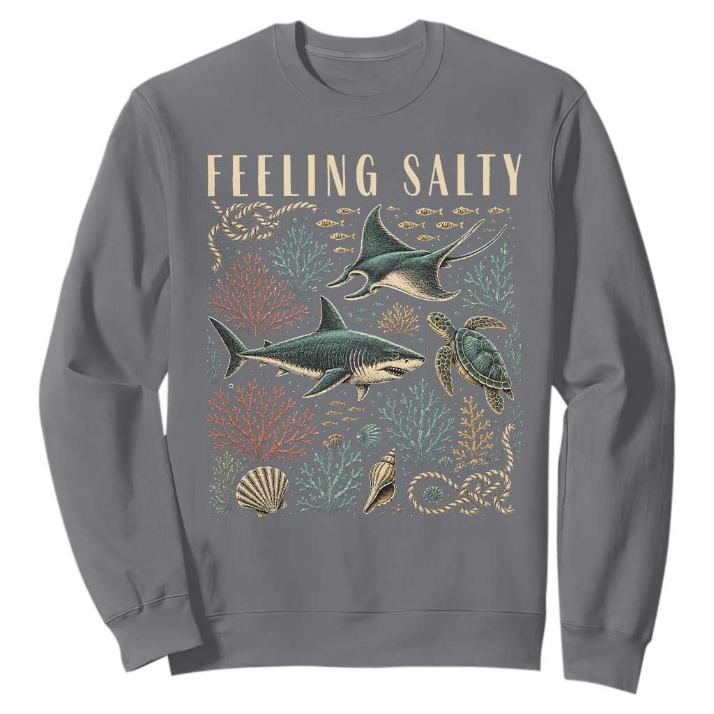 Feeling Salty Shark Lover Vintage Ocean Life Sweatshirt TS11 Charcoal Print Your Wear