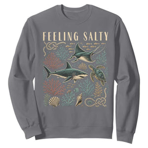 Feeling Salty Shark Lover Vintage Ocean Life Sweatshirt TS11 Charcoal Print Your Wear