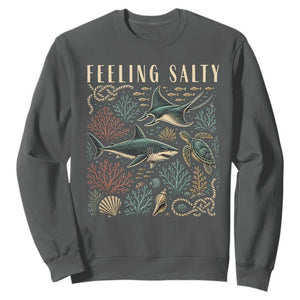 Feeling Salty Shark Lover Vintage Ocean Life Sweatshirt TS11 Dark Heather Print Your Wear