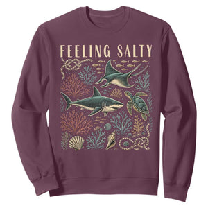 Feeling Salty Shark Lover Vintage Ocean Life Sweatshirt TS11 Maroon Print Your Wear