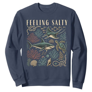 Feeling Salty Shark Lover Vintage Ocean Life Sweatshirt TS11 Navy Print Your Wear