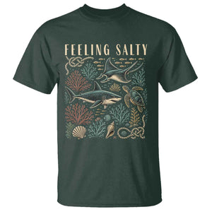 Feeling Salty Shark Lover Vintage Ocean Life T Shirt TS11 Dark Forest Green Print Your Wear