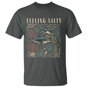 Feeling Salty Shark Lover Vintage Ocean Life T Shirt TS11 Dark Heather Print Your Wear