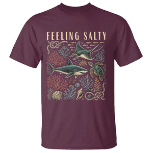 Feeling Salty Shark Lover Vintage Ocean Life T Shirt TS11 Maroon Print Your Wear