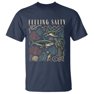 Feeling Salty Shark Lover Vintage Ocean Life T Shirt TS11 Navy Print Your Wear