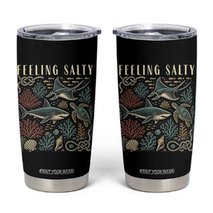 Feeling Salty Shark Lover Vintage Ocean Life Tumbler Cup TS11 Black Print Your Wear