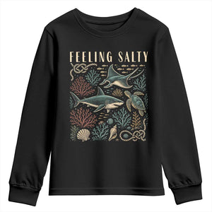 Feeling Salty Shark Lover Vintage Ocean Life Youth Sweatshirt TS11 Black Print Your Wear