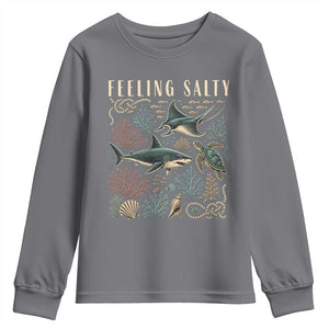 Feeling Salty Shark Lover Vintage Ocean Life Youth Sweatshirt TS11 Charcoal Print Your Wear