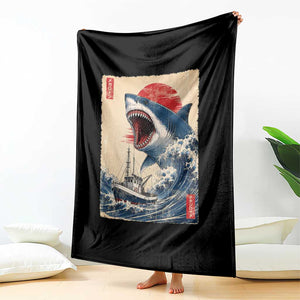 Megalodon Shark Japanese Vintage Graphic Ukiyo e Art Throw Blanket TS11 Print Your Wear