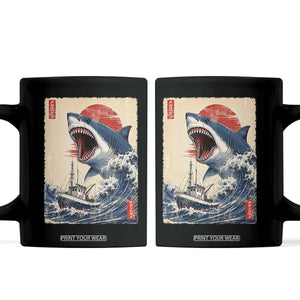 Megalodon Shark Japanese Vintage Graphic Ukiyo e Art Coffee Mug TS11 Black Print Your Wear