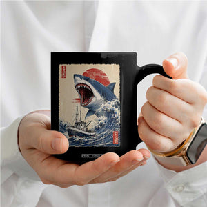 Megalodon Shark Japanese Vintage Graphic Ukiyo e Art Coffee Mug TS11 Print Your Wear