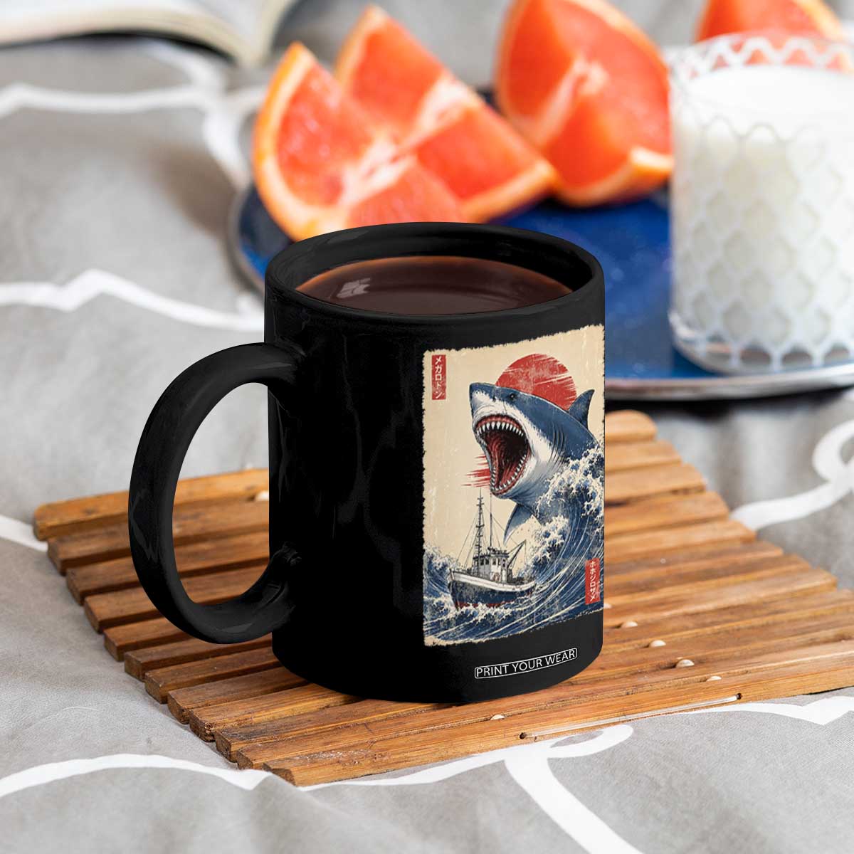 Megalodon Shark Japanese Vintage Graphic Ukiyo e Art Coffee Mug TS11 Print Your Wear