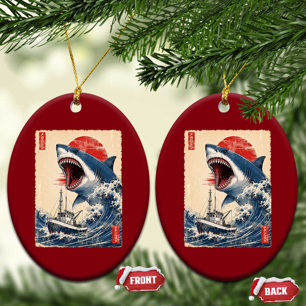 Megalodon Shark Japanese Vintage Graphic Ukiyo e Art Ceramic Ornament TS11 Print Your Wear