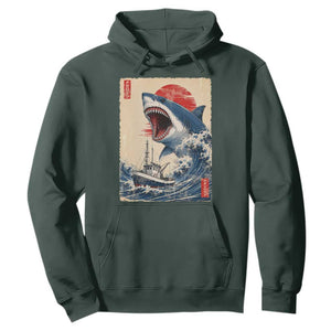 Megalodon Shark Japanese Vintage Graphic Ukiyo e Art Hoodie TS11 Dark Forest Green Print Your Wear