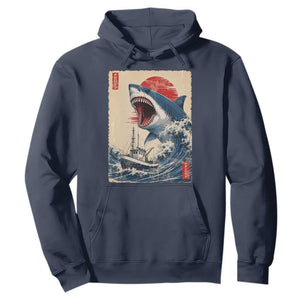 Megalodon Shark Japanese Vintage Graphic Ukiyo e Art Hoodie TS11 Navy Print Your Wear