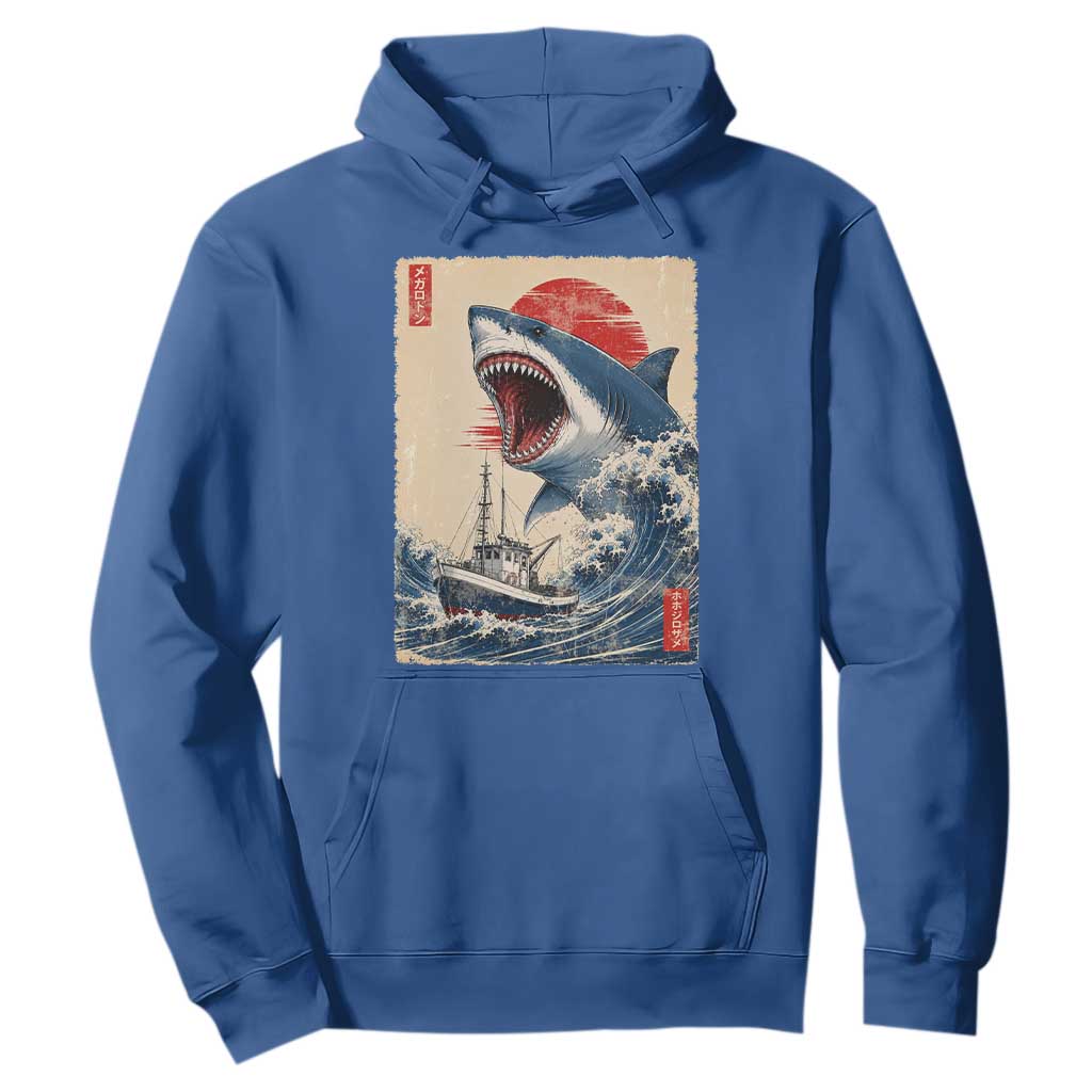 Megalodon Shark Japanese Vintage Graphic Ukiyo e Art Hoodie TS11 Royal Blue Print Your Wear