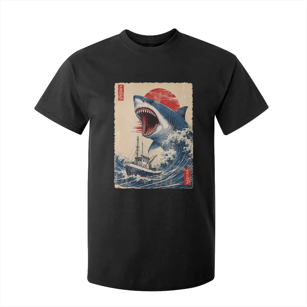 Megalodon Shark Japanese Vintage Graphic Ukiyo e Art T Shirt For Kid TS11 Black Print Your Wear