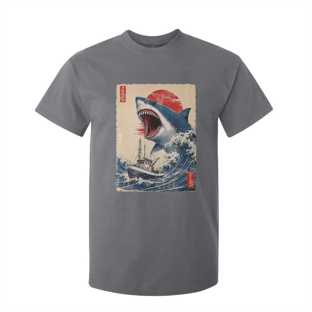 Megalodon Shark Japanese Vintage Graphic Ukiyo e Art T Shirt For Kid TS11 Charcoal Print Your Wear
