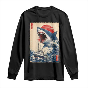 Megalodon Shark Japanese Vintage Graphic Ukiyo e Art Long Sleeve Shirt TS11 Black Print Your Wear