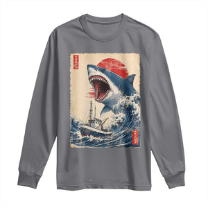 Megalodon Shark Japanese Vintage Graphic Ukiyo e Art Long Sleeve Shirt TS11 Charcoal Print Your Wear