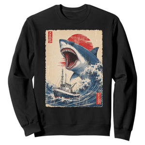 Megalodon Shark Japanese Vintage Graphic Ukiyo e Art Sweatshirt TS11 Black Print Your Wear