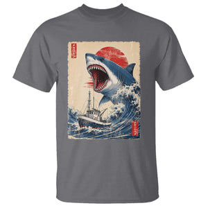 Megalodon Shark Japanese Vintage Graphic Ukiyo e Art T Shirt TS11 Charcoal Print Your Wear