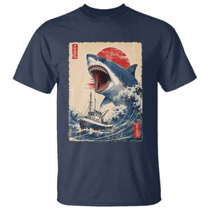 Megalodon Shark Japanese Vintage Graphic Ukiyo e Art T Shirt TS11 Navy Print Your Wear