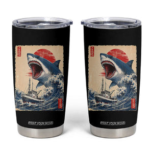 Megalodon Shark Japanese Vintage Graphic Ukiyo e Art Tumbler Cup TS11 Black Print Your Wear