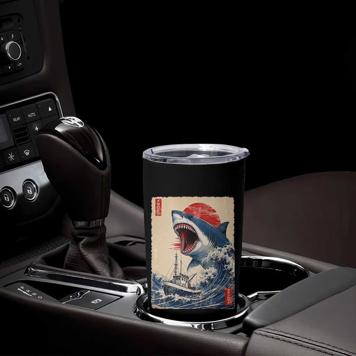 Megalodon Shark Japanese Vintage Graphic Ukiyo e Art Tumbler Cup TS11 Print Your Wear
